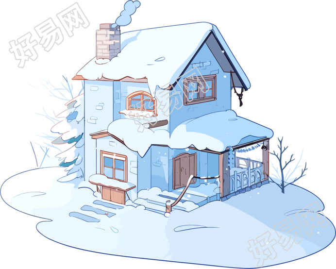 雪地小屋商业插画元素