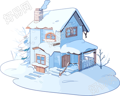 雪地小屋商业插画元素