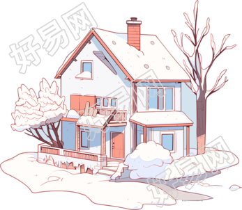 雪地小屋商业设计插图