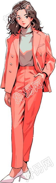 复古女生简约风格彩色插画