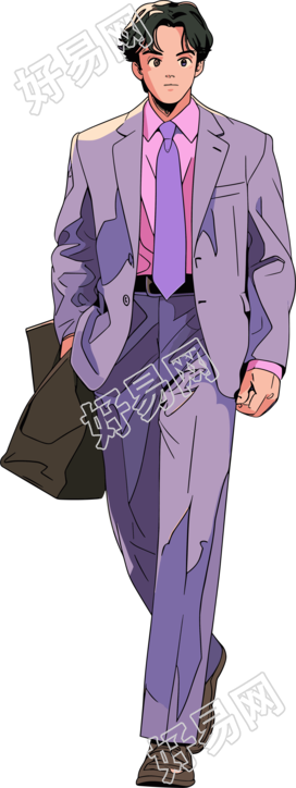 复古男生简约彩色插画