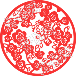 窗花剪纸扁平风梅花素材