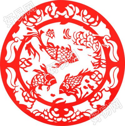 窗花剪纸锦鲤可商用素材