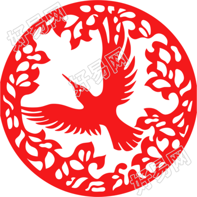 窗花剪纸蜂鸟插画