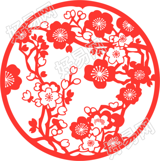 窗花剪纸梅花可商用素材
