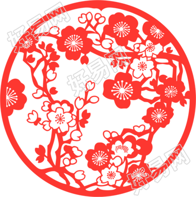 窗花剪纸梅花可商用素材