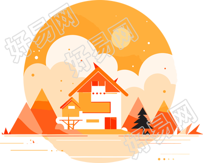 旅游风景明亮色彩插画素材