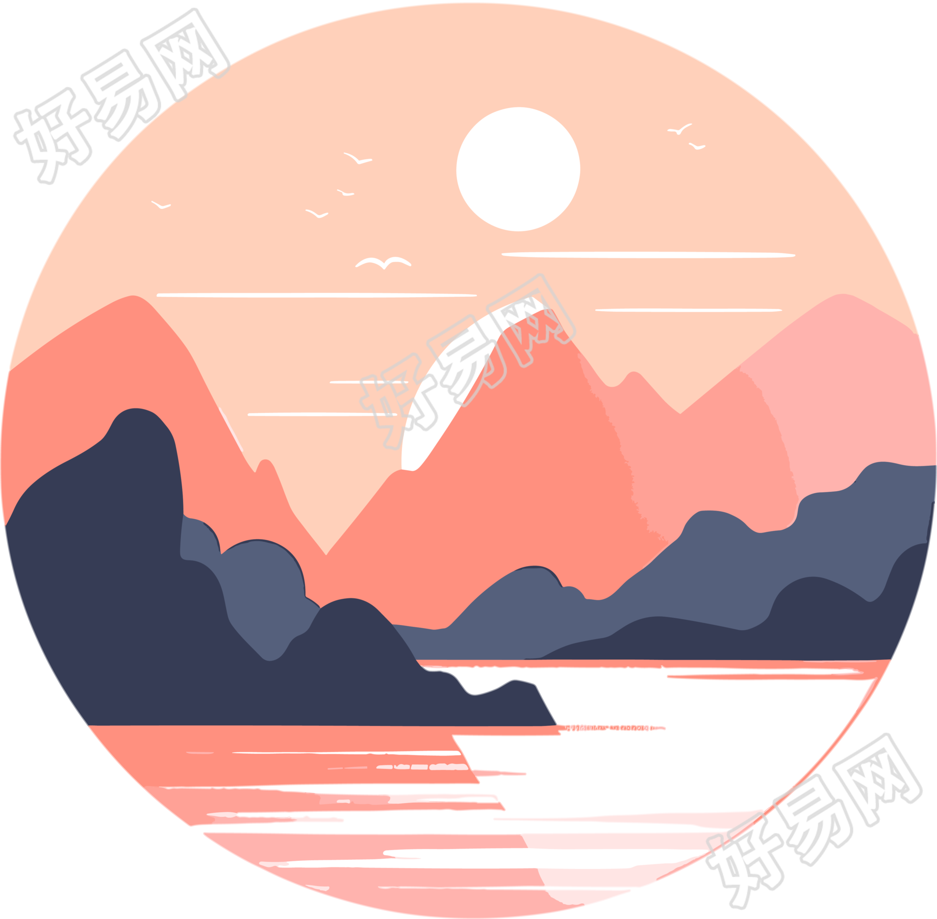 旅游风景极简主义插图