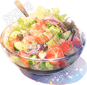 蔬菜沙拉透明背景插图