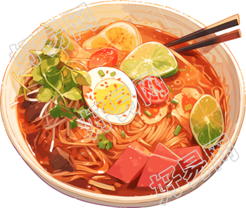泰式汤面彩色作品素材