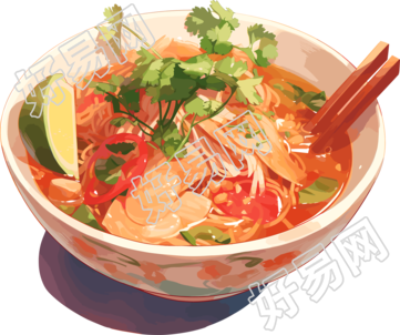 泰式汤面艺术风格插图