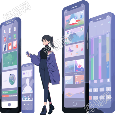 手机购物女孩创意设计素材