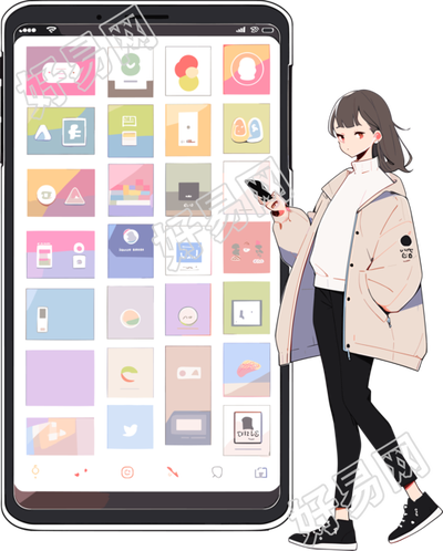 手机购物女孩可商用素材