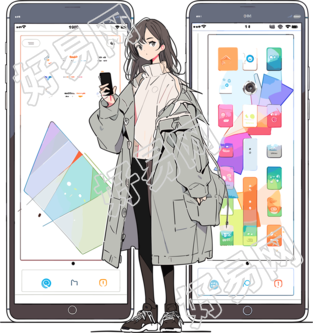 手机购物女孩PNG图形素材