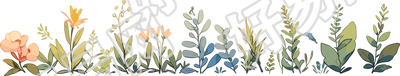 植物花边可爱漫画插画