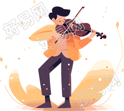 拉小提琴的男生彩色插画设计