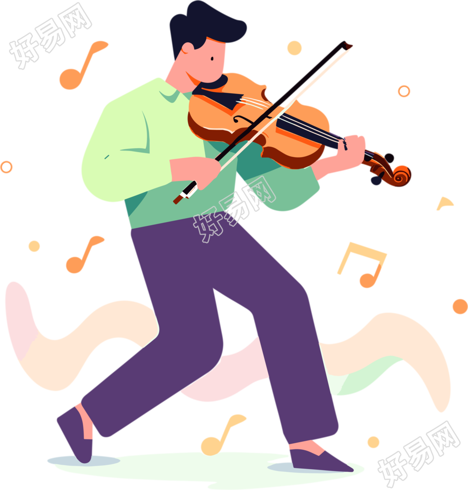 拉小提琴的男生音乐插图