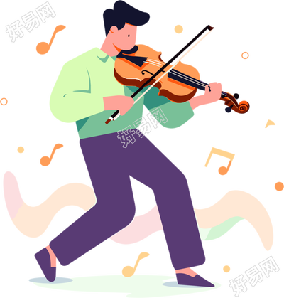 拉小提琴的男生音乐插图