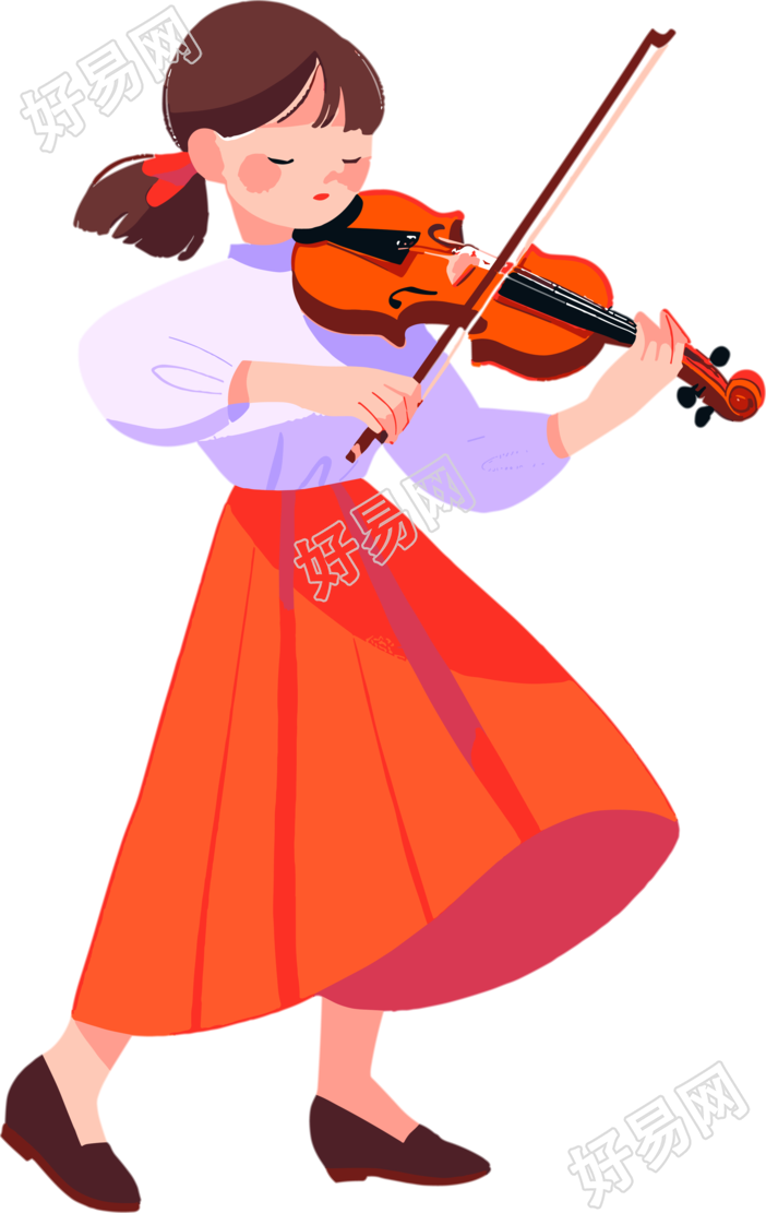 拉小提琴的女生插图设计