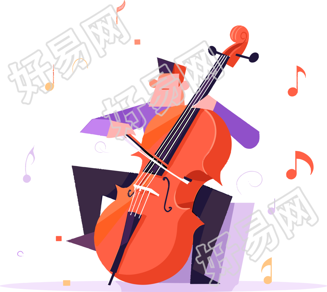 大提琴演奏简洁时尚插图