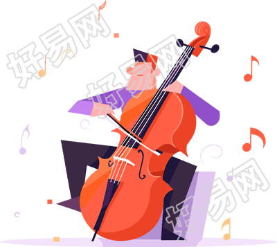 大提琴演奏简洁时尚插图
