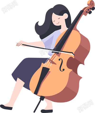 大提琴演奏插画设计素材