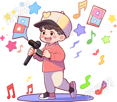 儿童唱歌简约插画设计元素