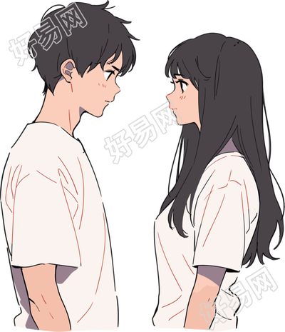 情侣透明背景插画