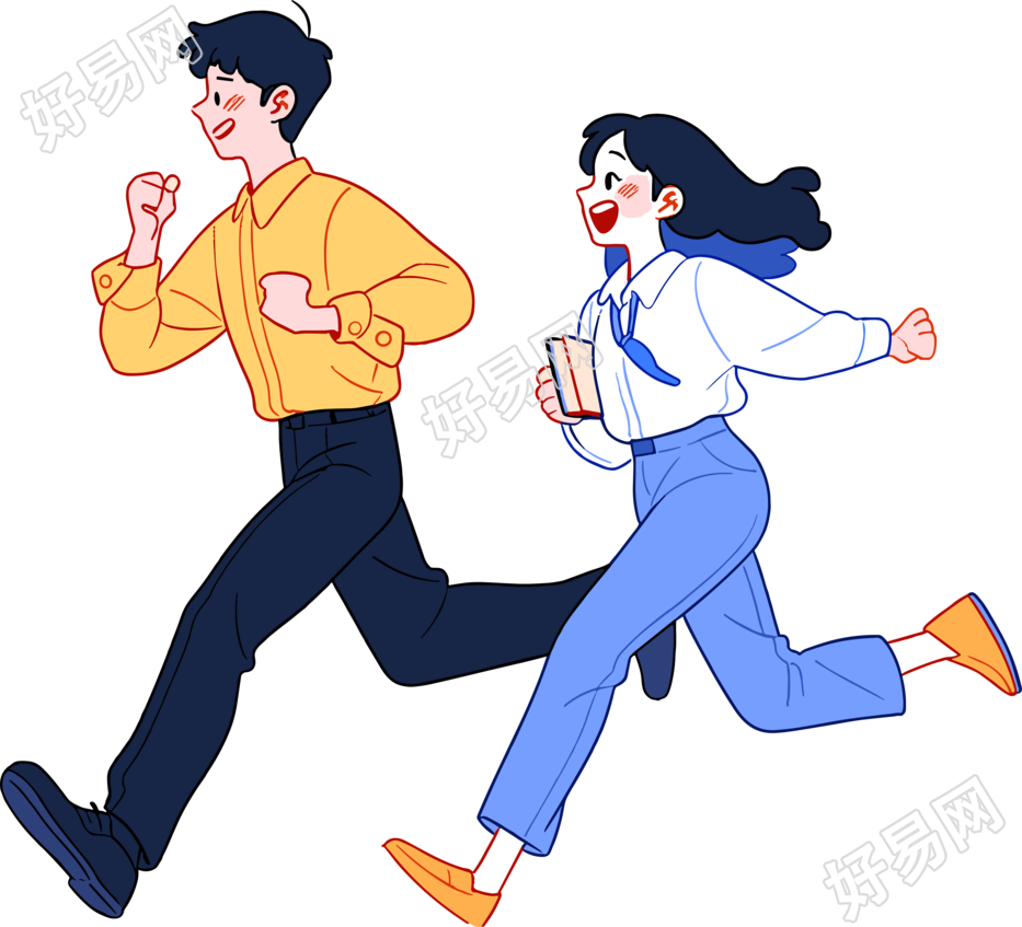 商务人士奔跑2D图形插图