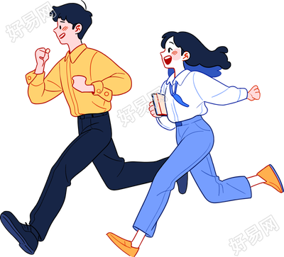 商务人士奔跑2D图形插图