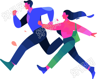 商务人士奔跑2D图形插画