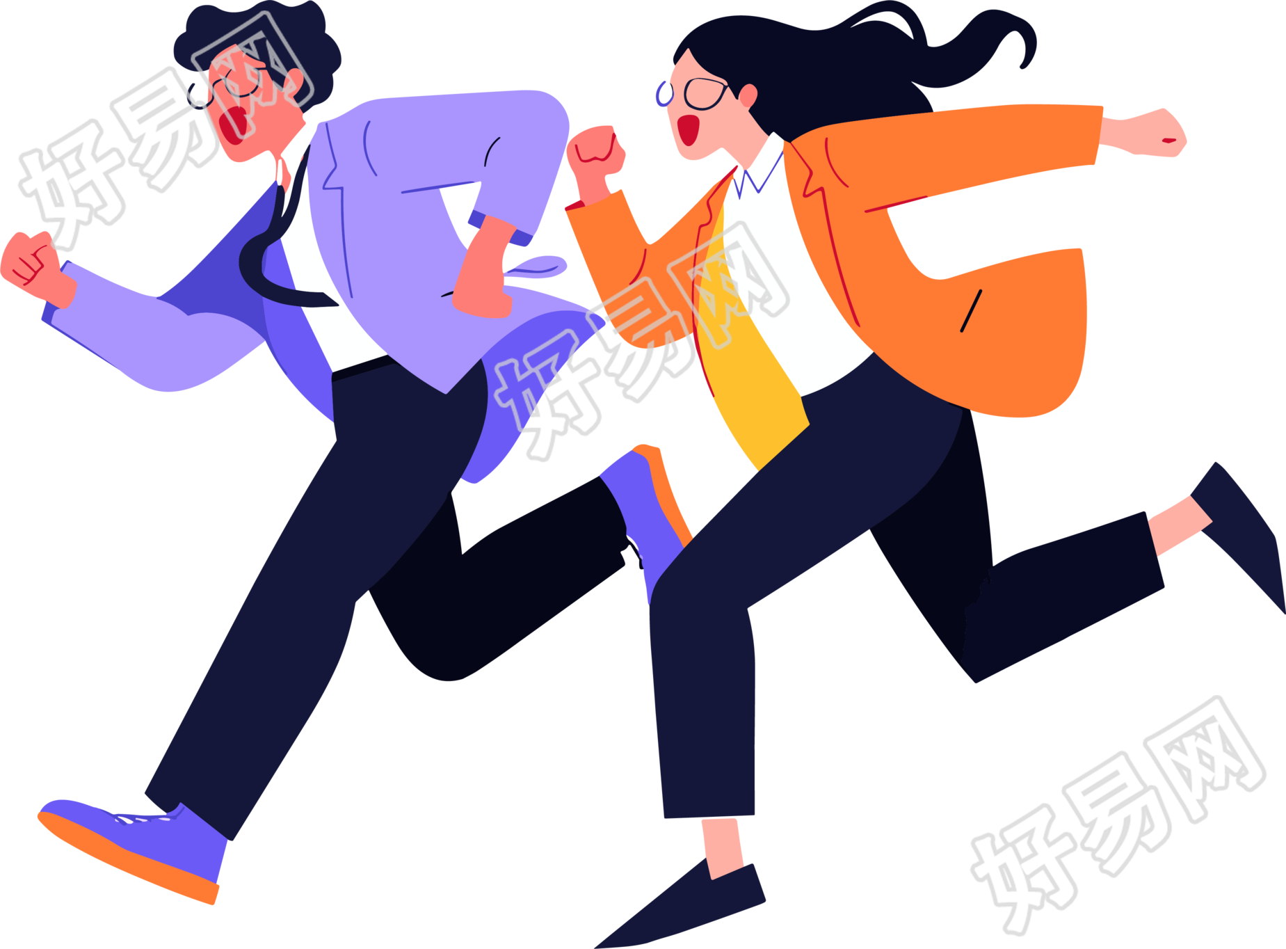 商务人士奔跑商业插图