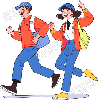 商务人士奔跑简约插画设计