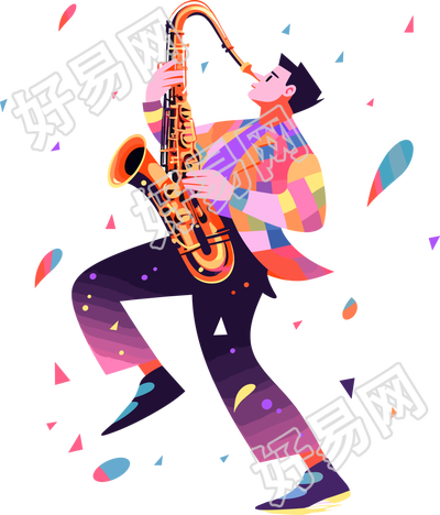 萨克斯演奏简约插画设计