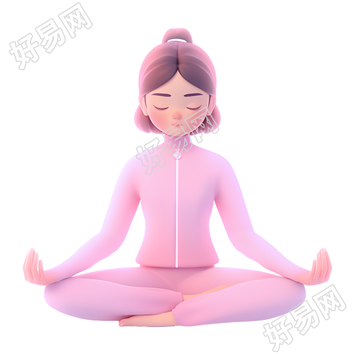 练瑜伽的女孩3D插图PNG素材