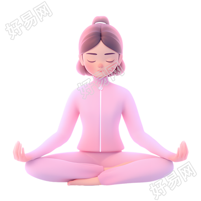 练瑜伽的女孩3D插图PNG素材