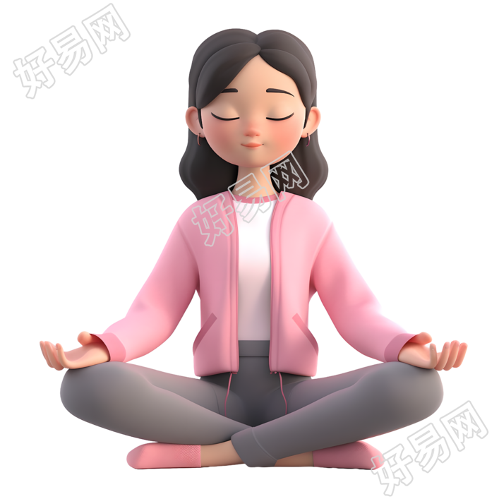 练瑜伽的女孩3D渲染插图