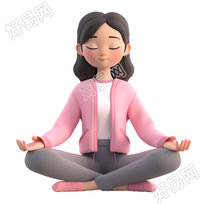 练瑜伽的女孩3D渲染插图