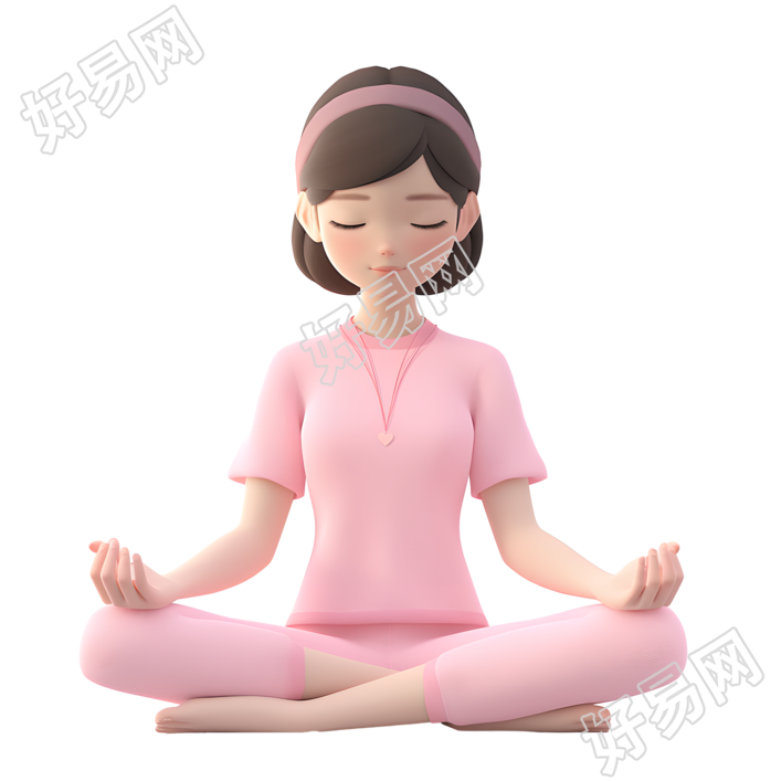 练瑜伽的女孩插画设计元素