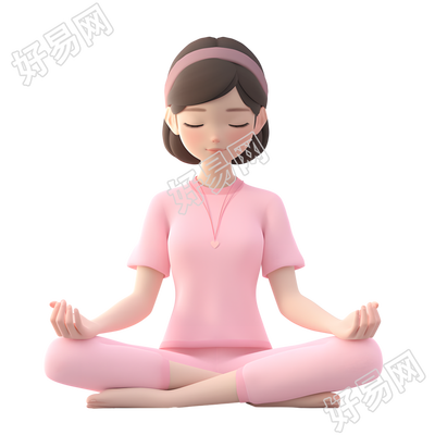 练瑜伽的女孩插画设计元素