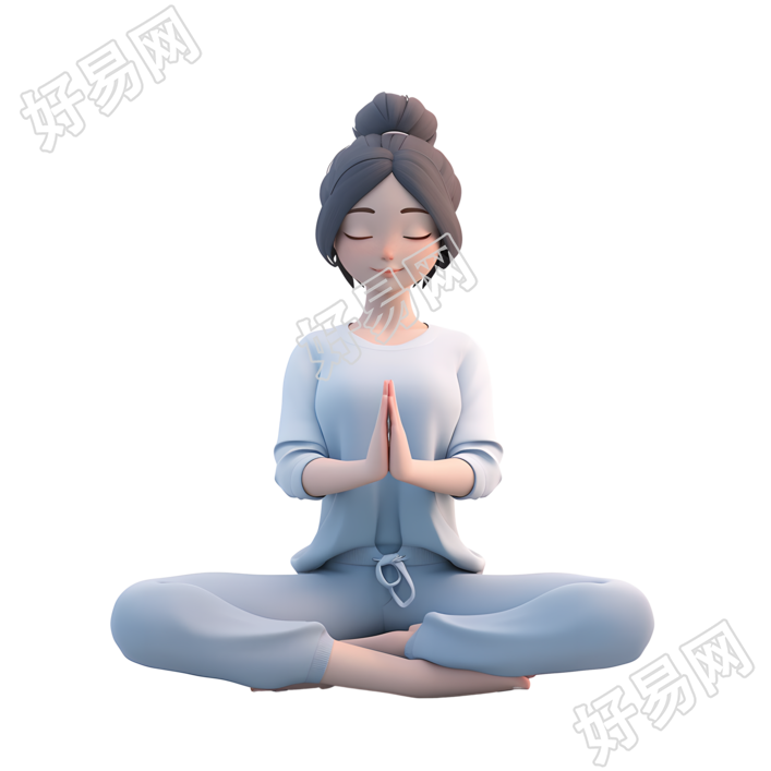 练瑜伽的女孩卡通风格素材