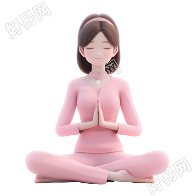 练瑜伽的女孩商业使用瑜伽元素