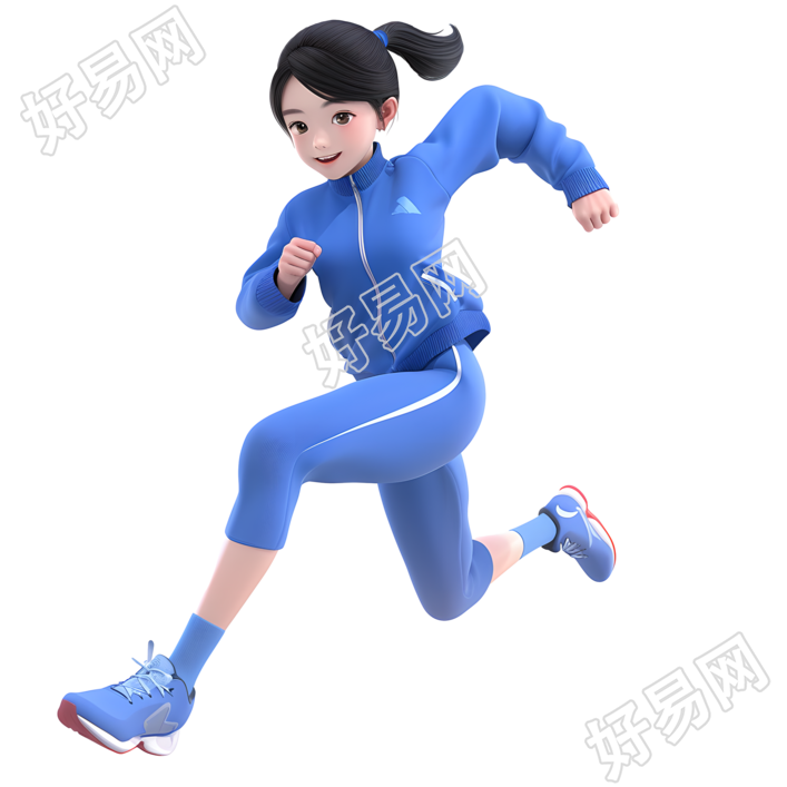 3D运动女孩简洁人物素材
