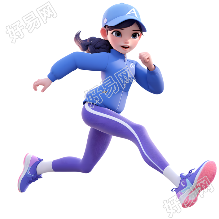 3D运动女孩创意设计插画