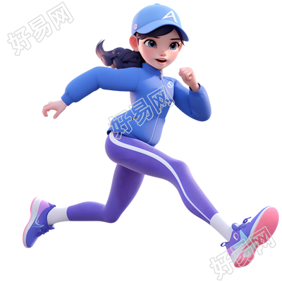 3D运动女孩创意设计插画