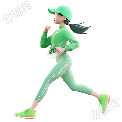 3D运动女孩卡通插画创意元素