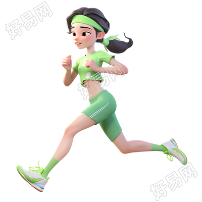 3D运动女孩透明背景插图