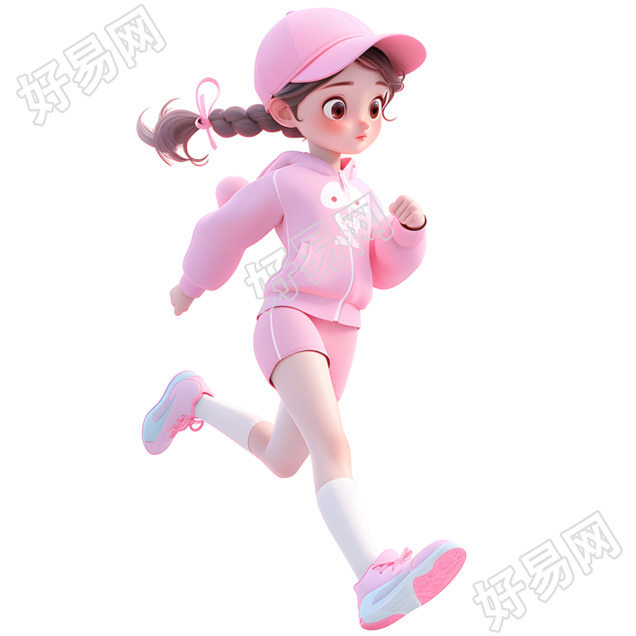 3D运动女孩简约插图