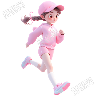 3D运动女孩简约插图