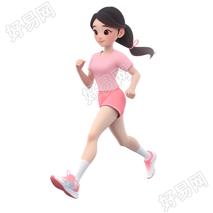 3D运动女孩跑步插画